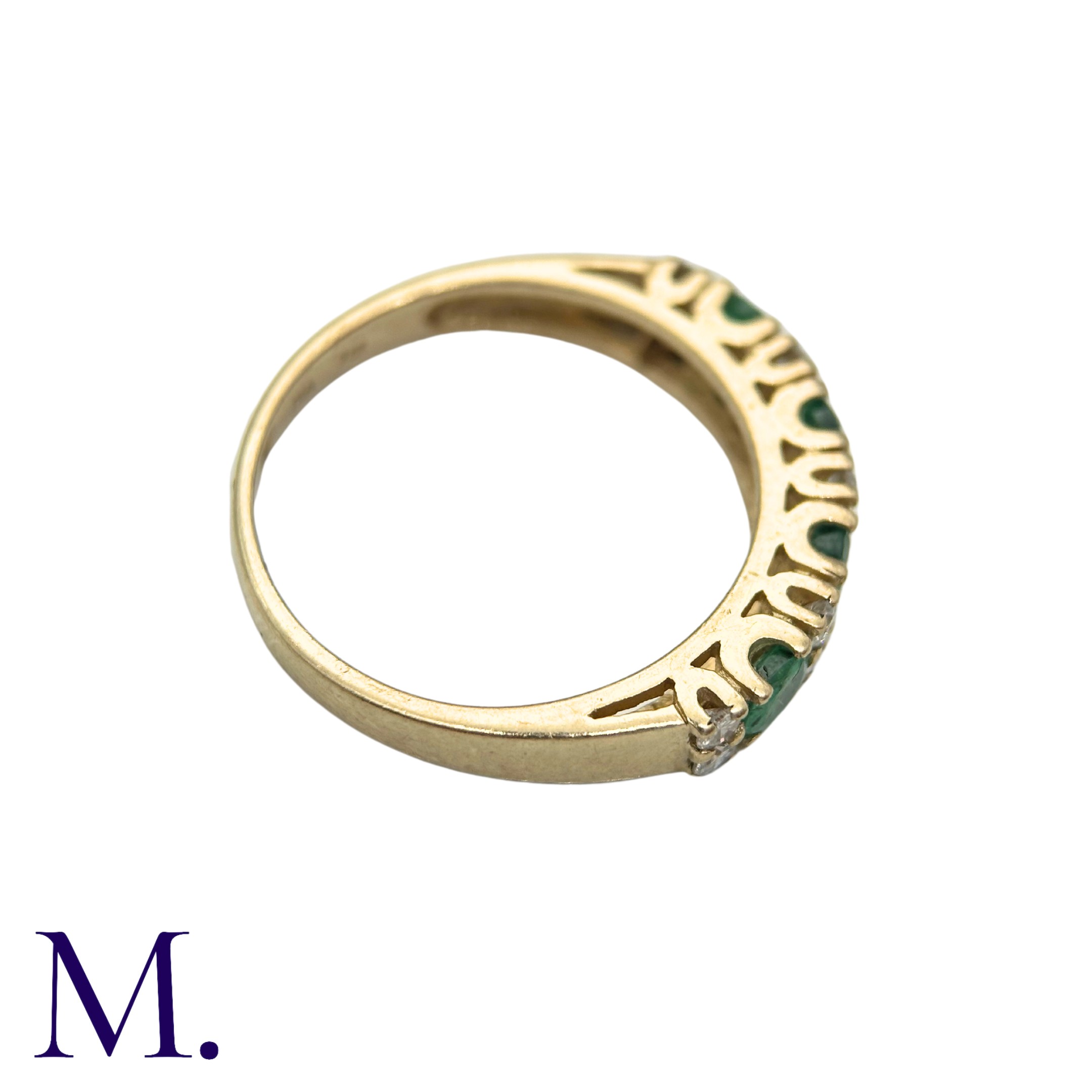 An Emerald And Diamond Ring in 9k yellow gold, set with four round cut emeralds punctuated with - Image 6 of 6