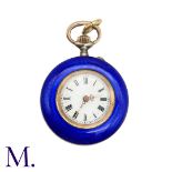 An Antique Enamelled Pocket Watch in yellow metal, the dial with roman numerals and a minute track