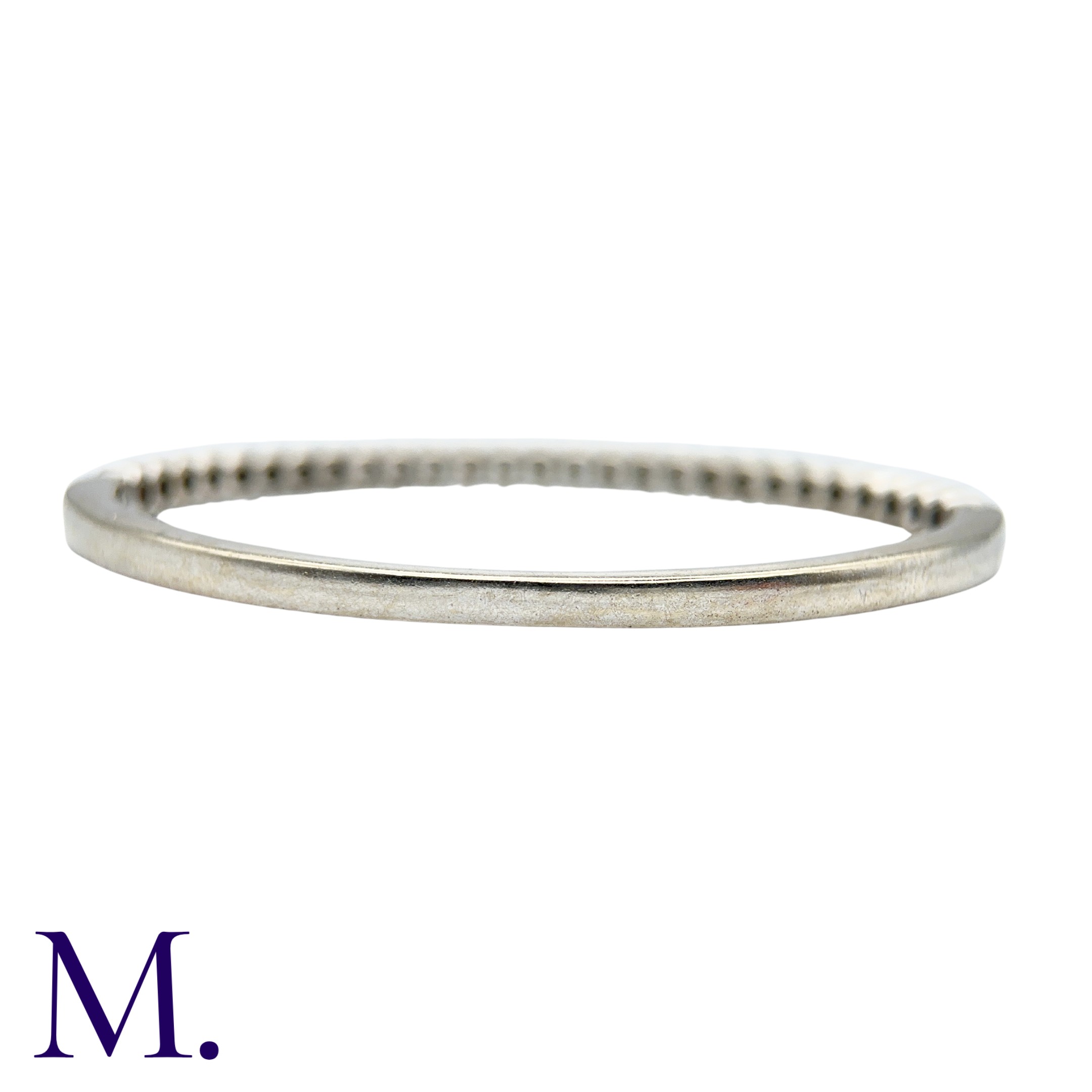 A Diamond Bangle in 18k white gold, comprising a row of round brilliant cut diamonds totalling - Image 2 of 3