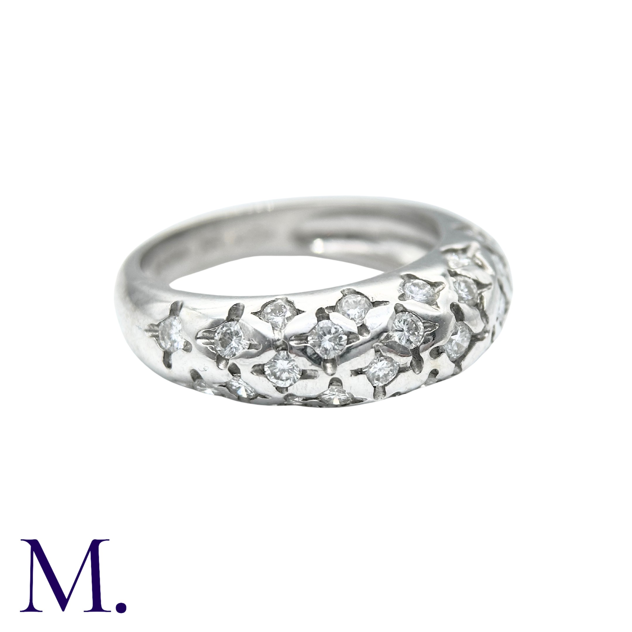 A Diamond Bombé Ring in 18k white gold, set with round cut diamonds totalling approximately 1.00cts. - Image 4 of 6