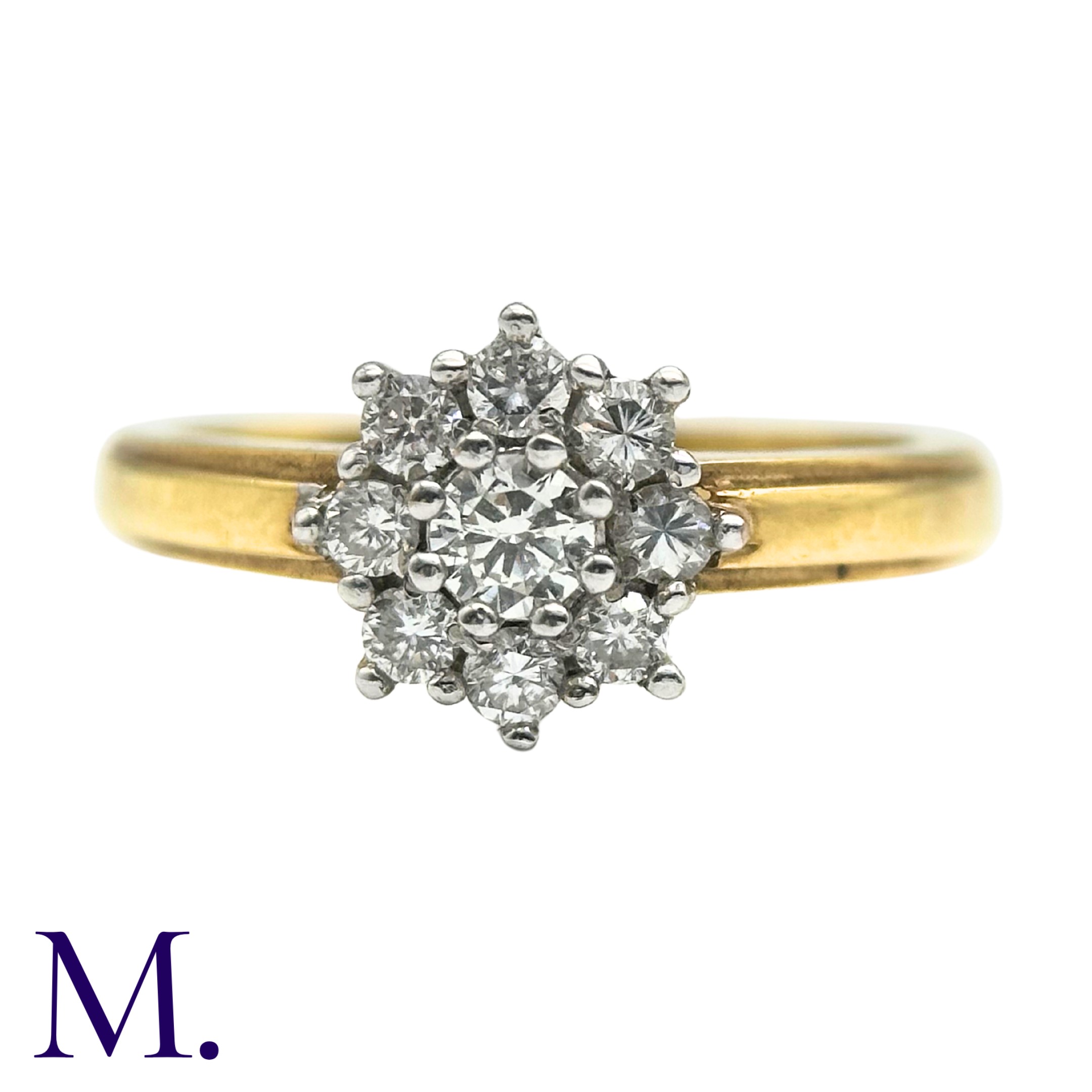 A Diamond Cluster Ring in 18k yellow gold, set with a cluster of round cut diamonds. Hallmarked - Image 4 of 4