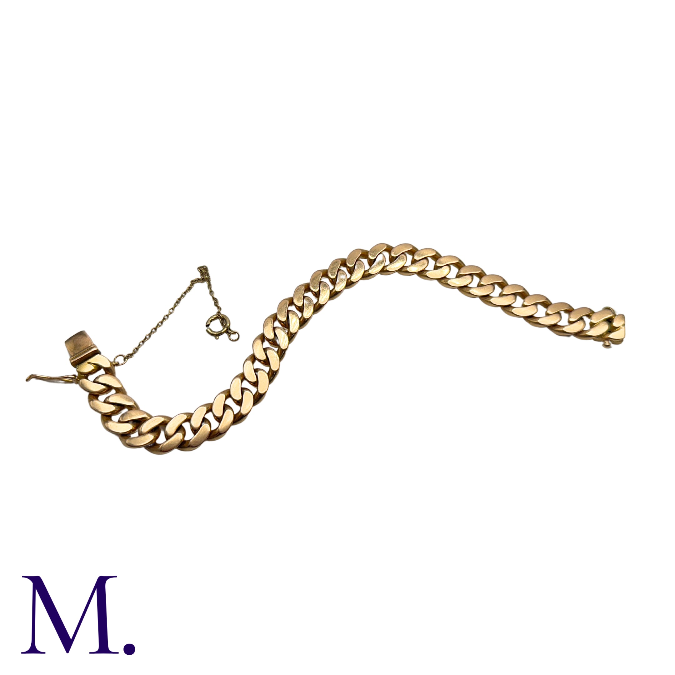 A Heavy Curb Link Bracelet in yellow gold, comprising a series of interlocking curb links. - Image 4 of 4