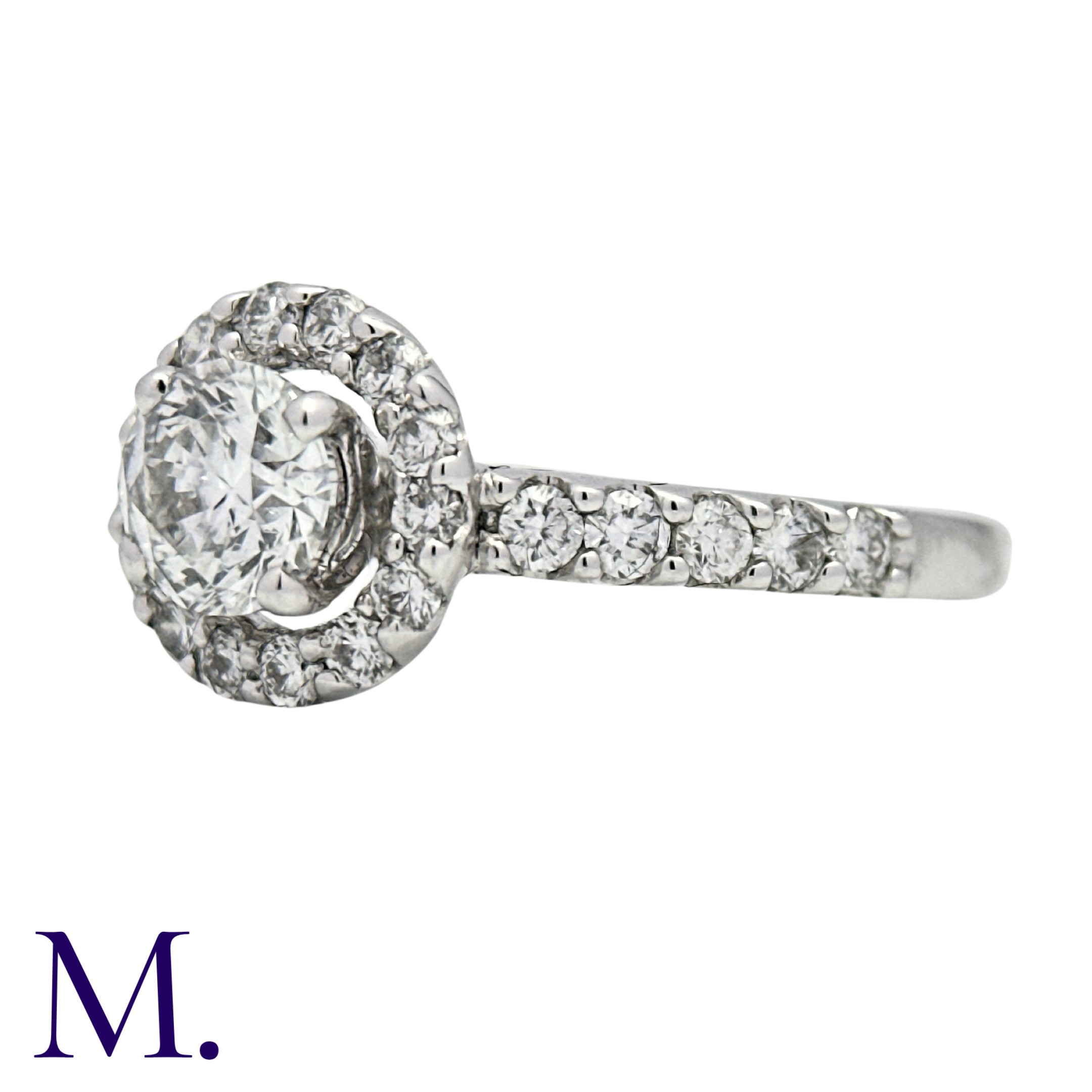 A Diamond Solitaire Ring in 18k white gold, set with a principal round cut diamond of - Image 2 of 4