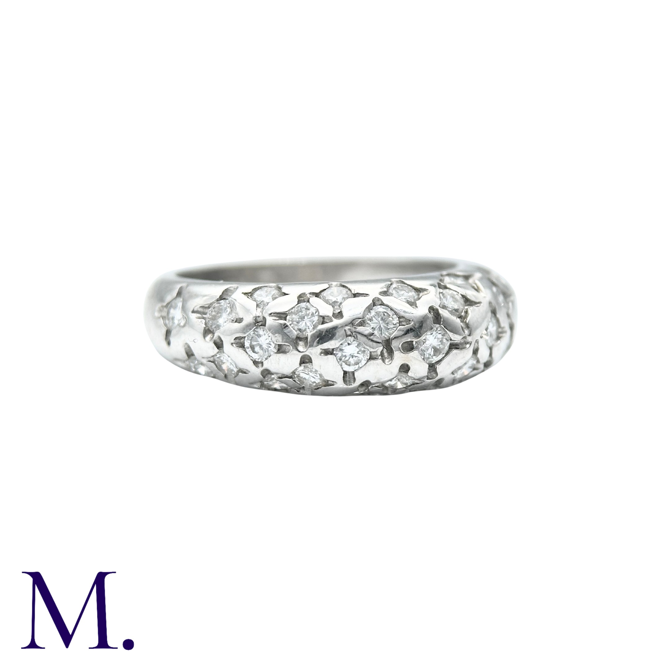 A Diamond Bombé Ring in 18k white gold, set with round cut diamonds totalling approximately 1.00cts. - Image 2 of 6