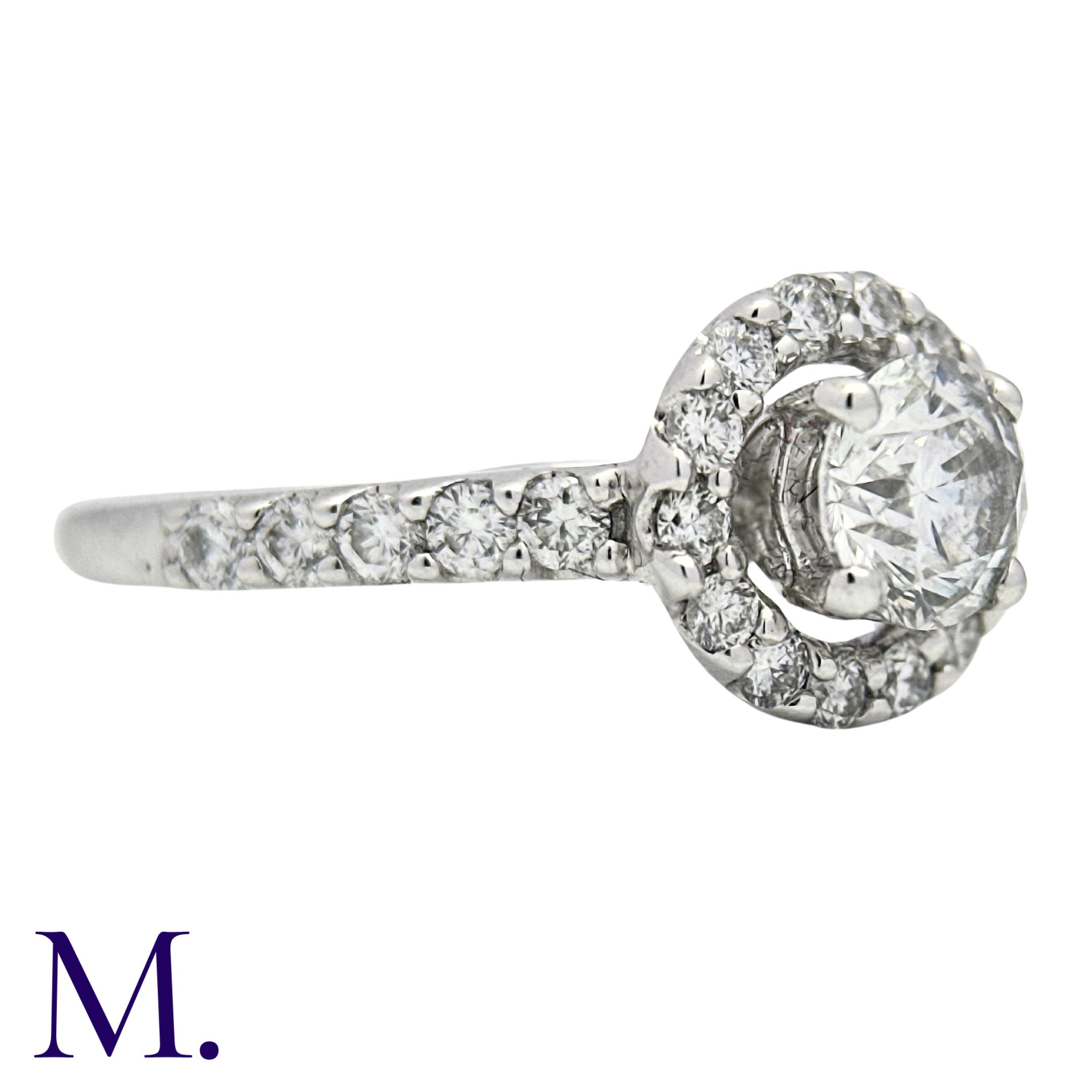 A Diamond Solitaire Ring in 18k white gold, set with a principal round cut diamond of - Image 3 of 4