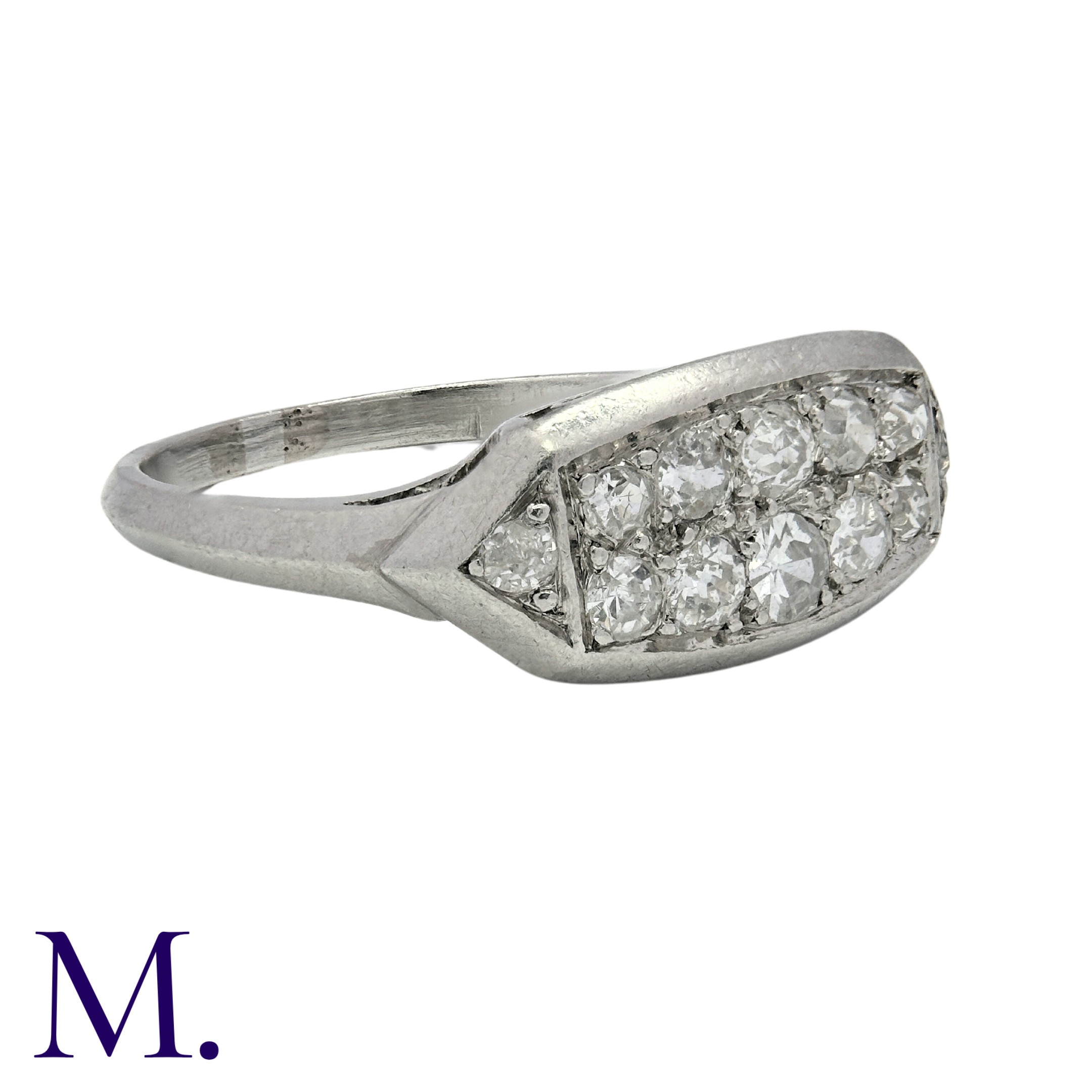 A Diamond Double Row Ring in platinum, set with two rows of diamonds amounting to approximately 0. - Image 3 of 5