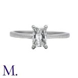 A Diamond Ring in platinum, set with a single radiant cut diamond of approximately 0.82ct (in our