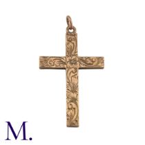 An Antique Gold Cross in 9K rose gold with engraved detailing. With 'Epiphany Guild' and 'Oct 30,