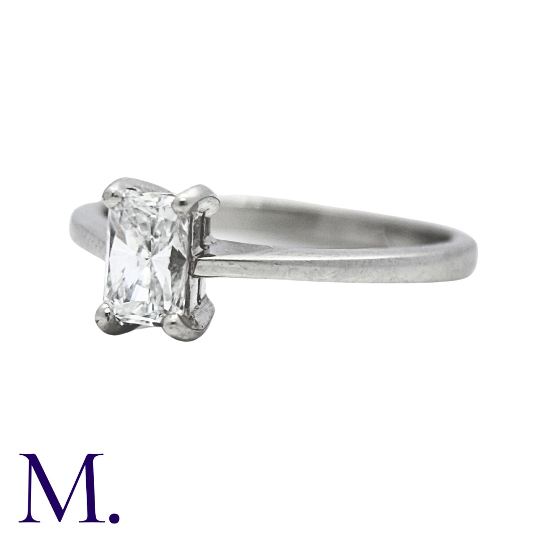 A Diamond Ring in platinum, set with a single radiant cut diamond of approximately 0.82ct (in our - Image 2 of 3