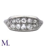 A Diamond Double Row Ring in platinum, set with two rows of diamonds amounting to approximately 0.