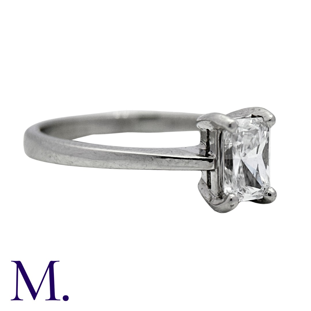 A Diamond Ring in platinum, set with a single radiant cut diamond of approximately 0.82ct (in our - Image 3 of 3