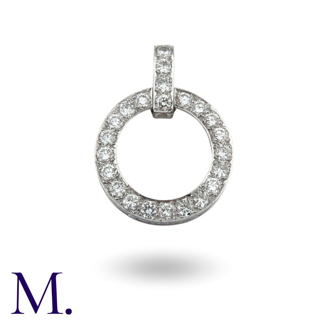 A Diamond Circle Pendant in 18K white gold, set with approximately 2.3ct of round brilliant cut