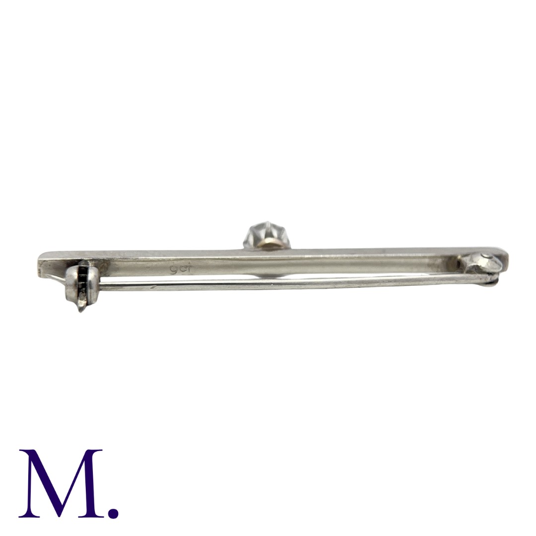 A Diamond Bar Brooch in 9K white gold, set with an old cut diamond weighing approximately 0.35ct - Image 2 of 2