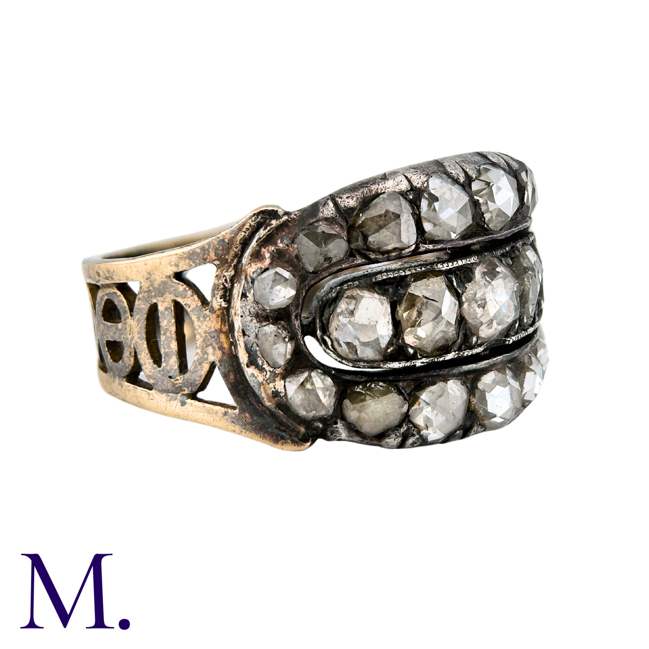 An Antique Rose Diamond Ring in gold and silver, set with various-sized rose cut diamonds. Size: - Image 3 of 4