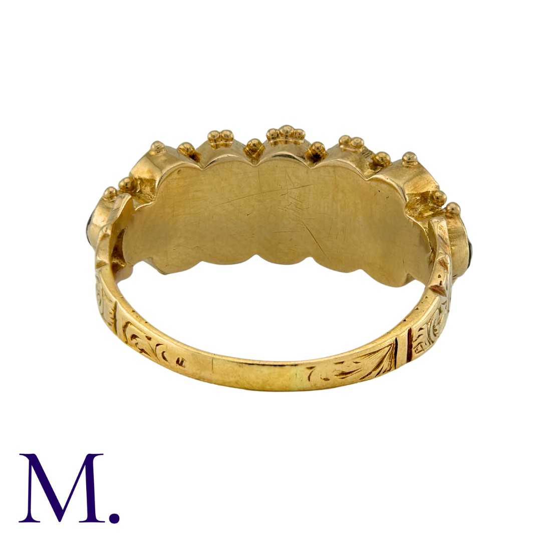 A Two-Row Amethyst Ring in yellow gold, set with twelve amethysts in two rows to an engraved band. - Image 4 of 4