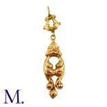 A Gold Pendant in yellow gold with ornate patterning. Size: 6.0cm Weight: 2.1g