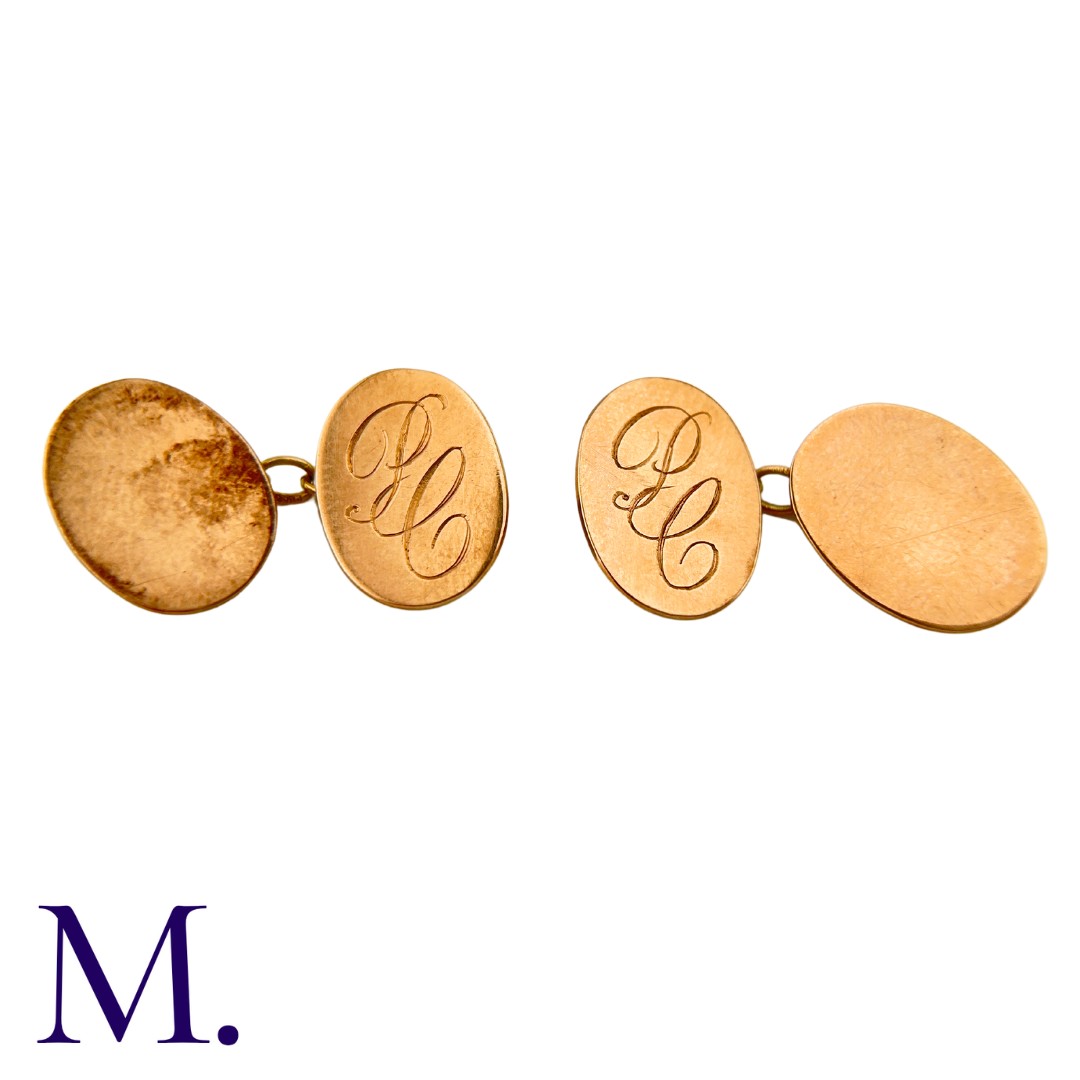 NO RESERVE - Various Gold Cufflinks in 9K gold including one pair engraved 'PC' and other single - Image 3 of 5