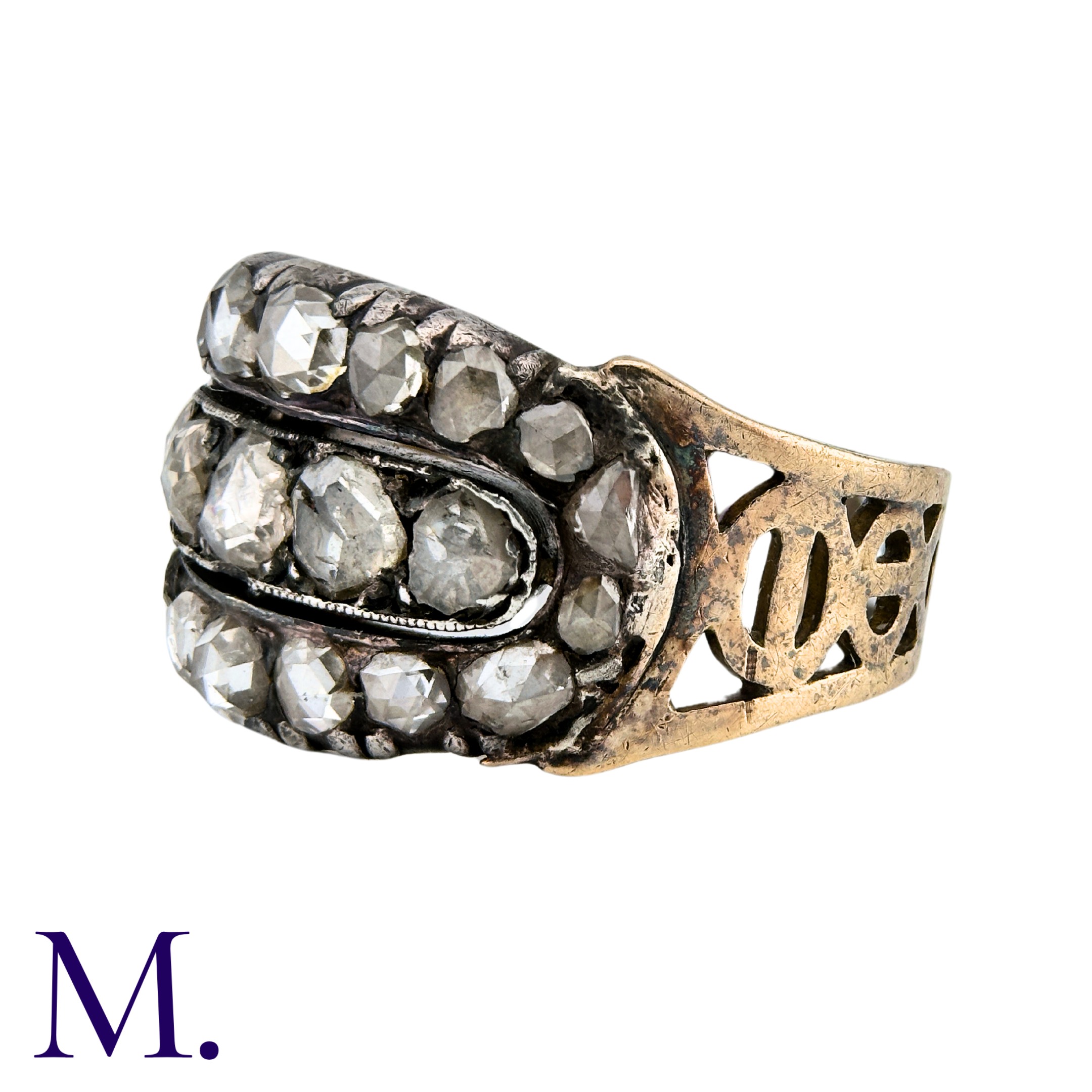 An Antique Rose Diamond Ring in gold and silver, set with various-sized rose cut diamonds. Size: - Image 2 of 4