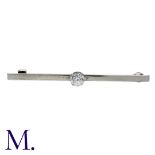 A Diamond Bar Brooch in 9K white gold, set with an old cut diamond weighing approximately 0.35ct