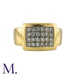 A Diamond Ring in 18K yellow gold, pavé set with 24 round cut diamonds. French marks for 18ct