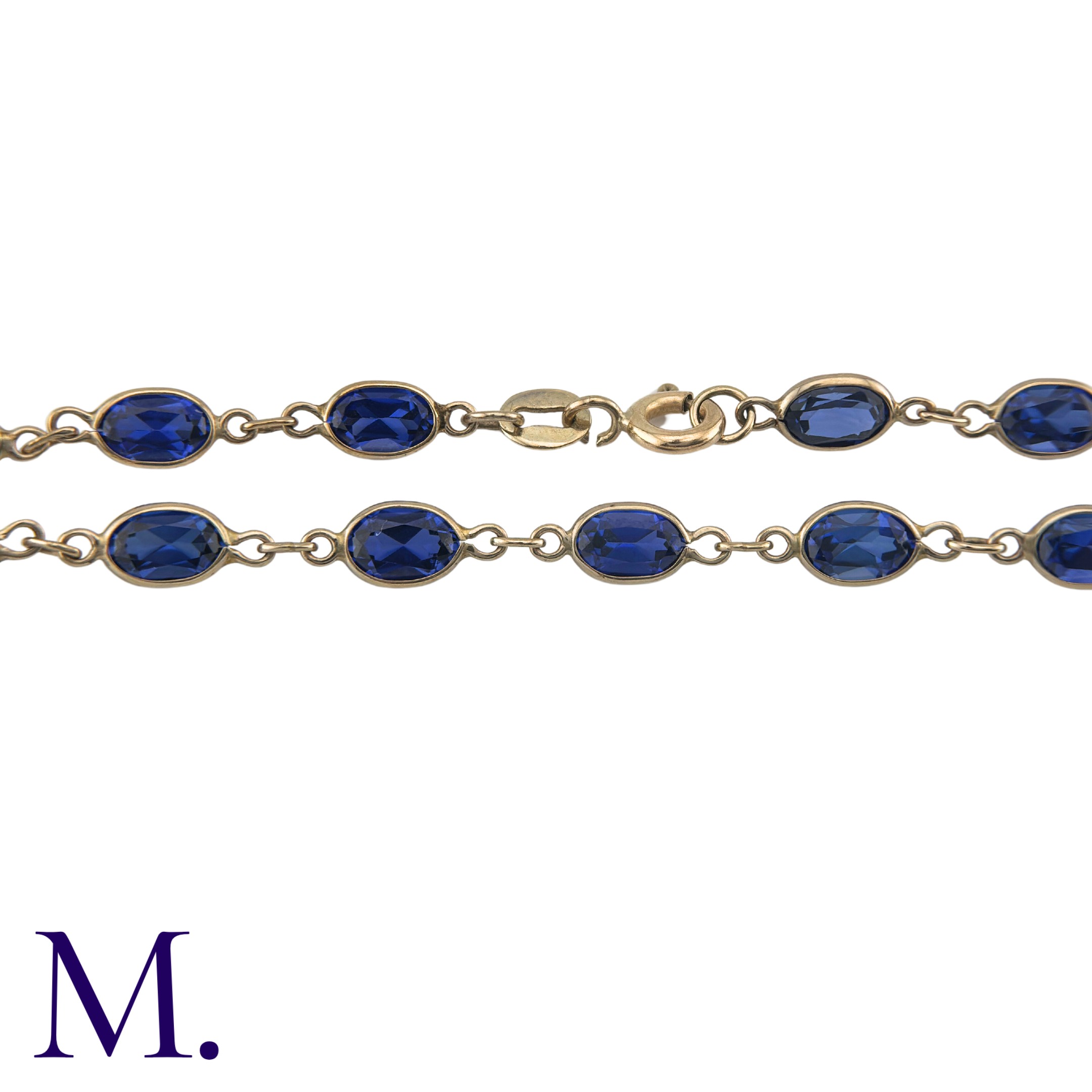 A Sapphire Bracelet in 9K yellow gold, with 14 spectacle-set oval-cut sapphires, each sapphire - Image 3 of 3