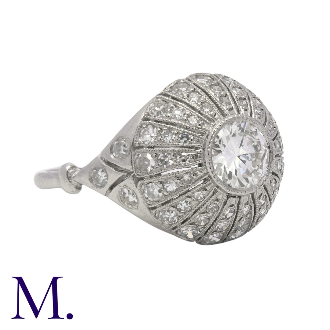 A Diamond Bombe Ring in white gold set in the centre with a round cut diamond of approximately 0. - Image 2 of 3