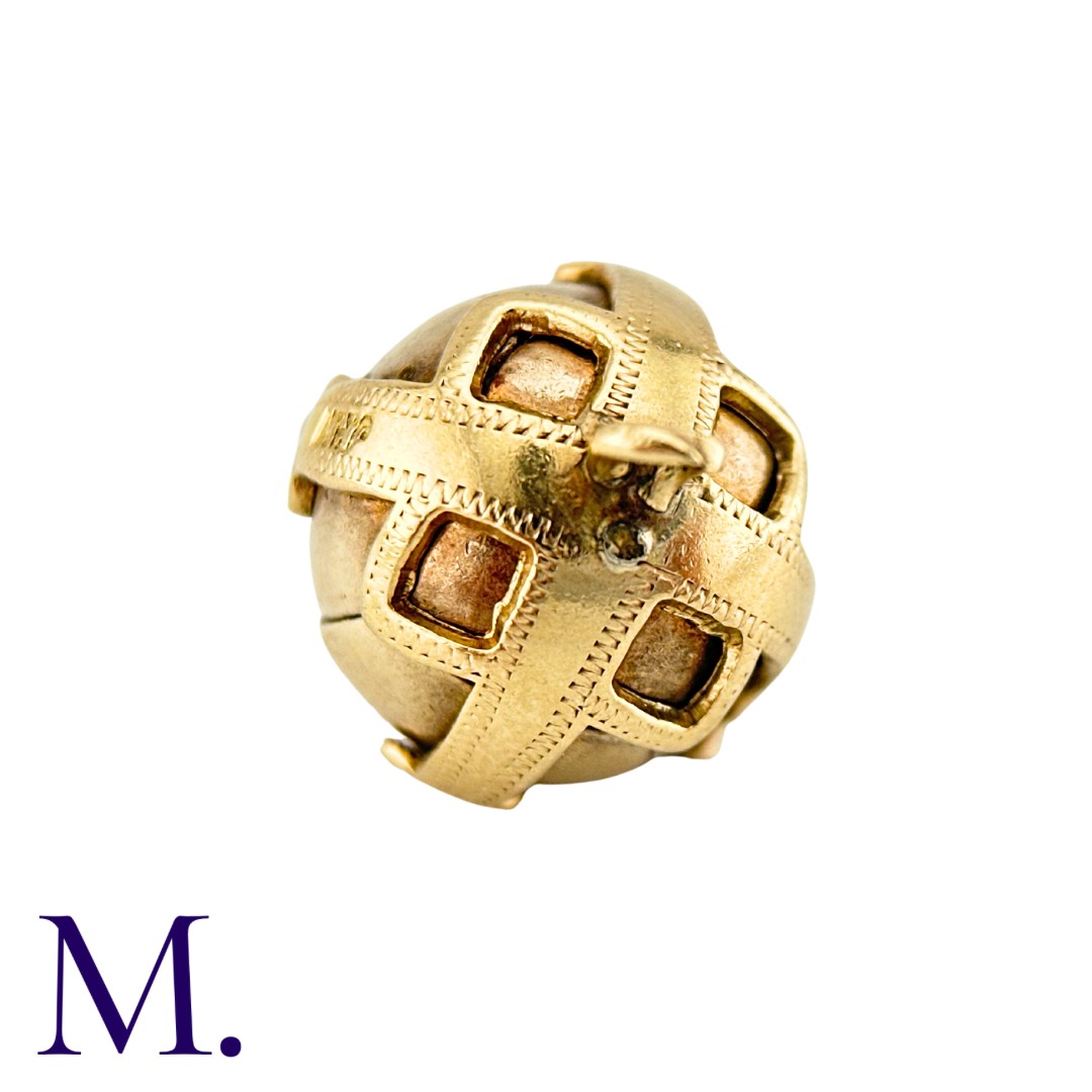 A Masonic Orb Pendant in 9k yellow gold and silver, the hinged spherical body opens to display a - Image 2 of 3