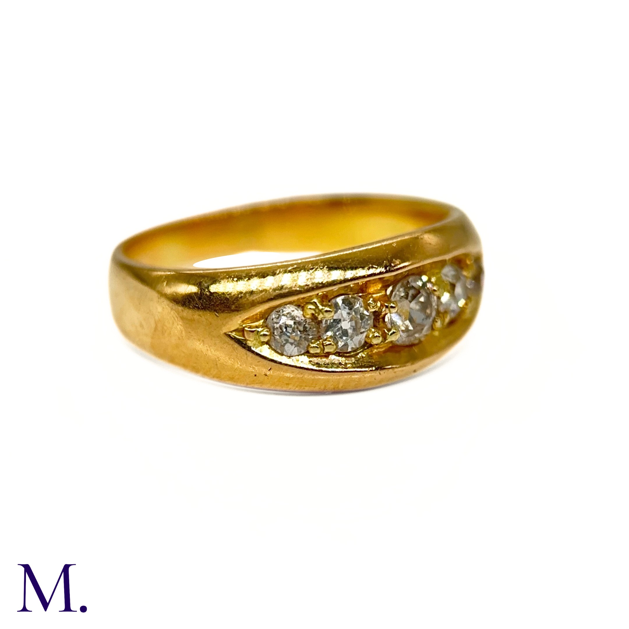 A 5-Stone Diamond Gypsy Ring - Image 4 of 5