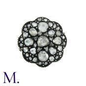 A Rose Diamond Ring in gold and silver. Large silver plaque set with large number of rose cut