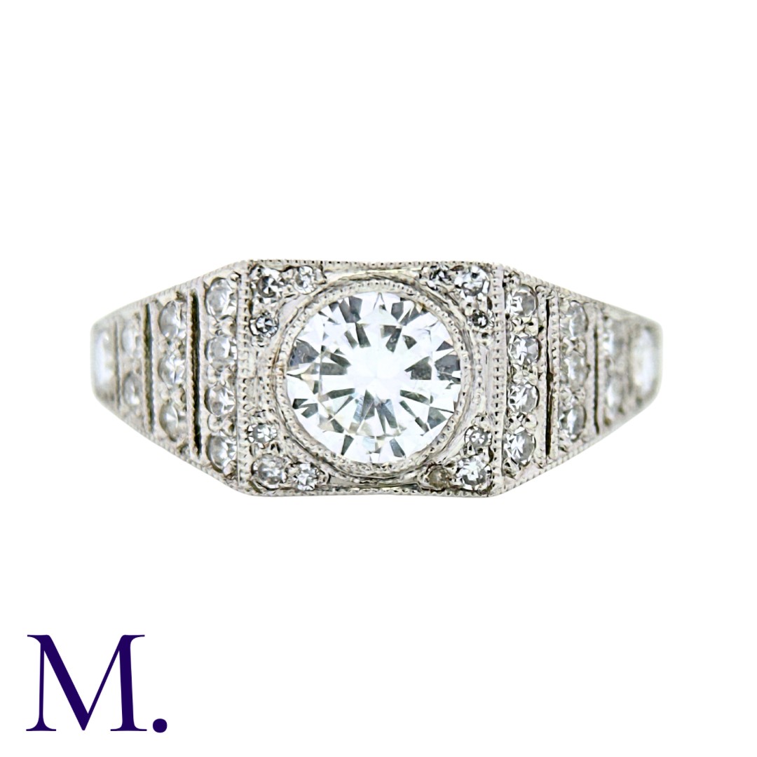 A Diamond Ring in 18K white gold, set with a diamond weighing approximately 0.75ct to the centre and - Image 3 of 3