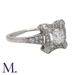 A Diamond Ring in platinum, set with a round cut diamond to the centre of approximately 0.60ct, with