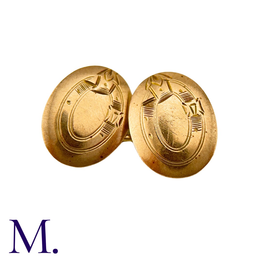 NO RESERVE - Various Gold Cufflinks in 9K gold including one pair engraved 'PC' and other single - Image 4 of 5