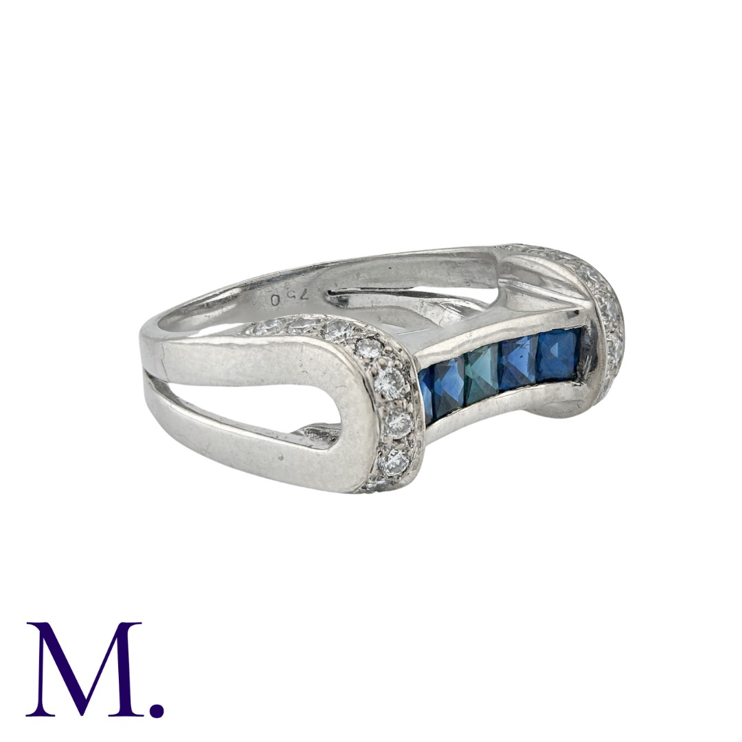 A Sapphire and Diamond Ring in 18K white gold, set with approximately 0.25ct of round cut diamonds - Image 3 of 3