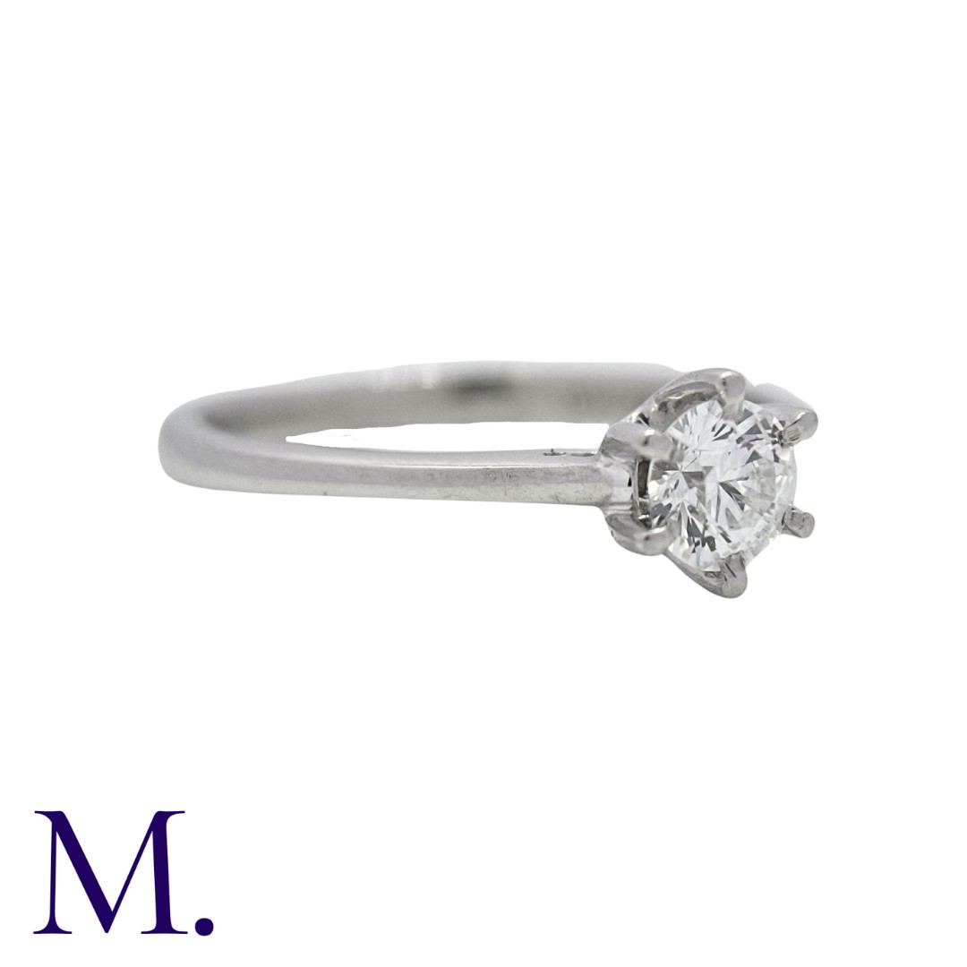 A Diamond Solitaire Ring in platinum, set with a round cut diamond of approximately 0.35cts. Stamped - Image 3 of 4