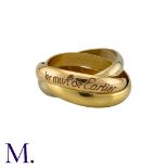 CARTIER. A Cartier Trinity Ring in 18K rose, white and yellow gold. Engraved 'Les Must de Cartier'
