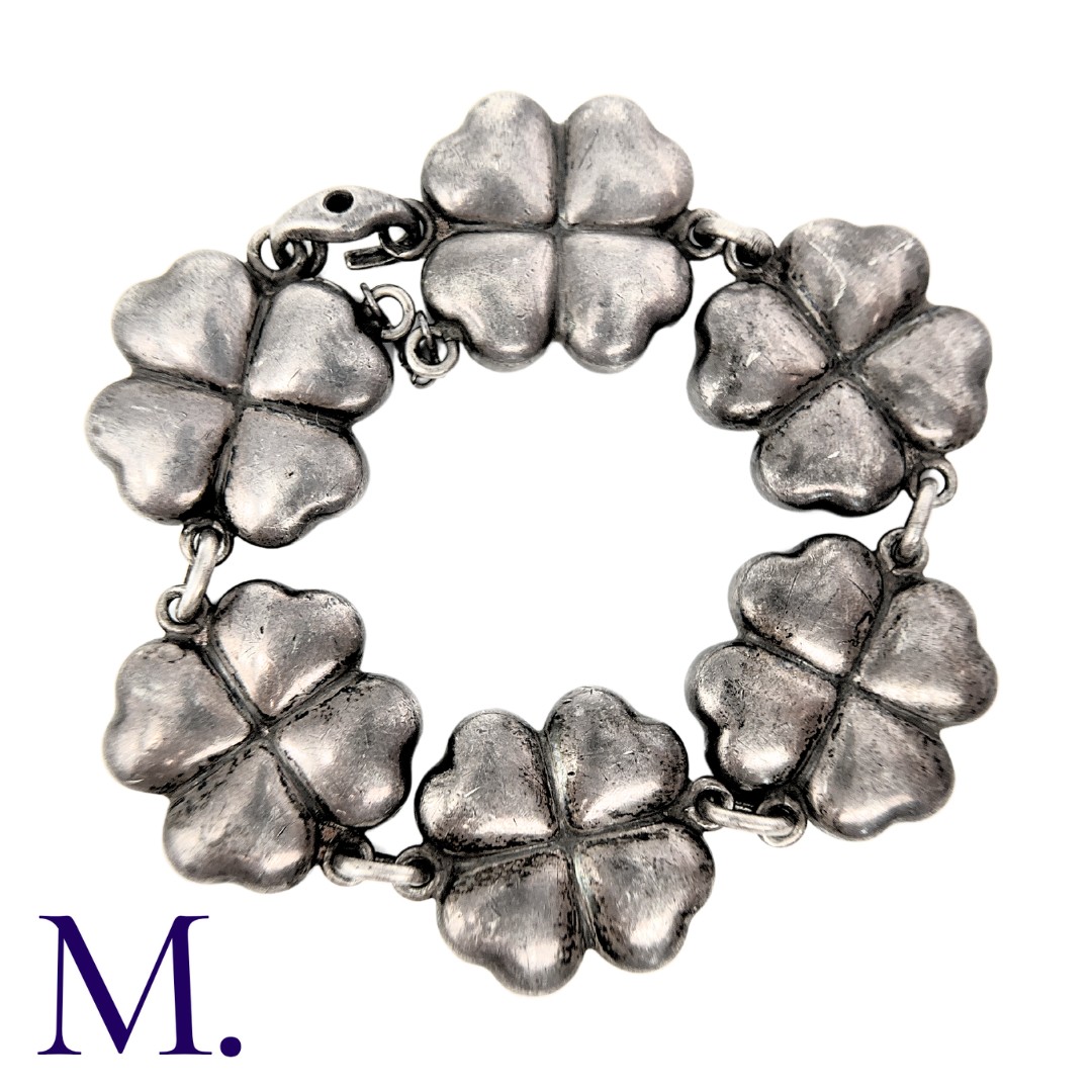 GEORG JENSEN. A Silver Bracelet and Ring in quatrefoil form. Marked 'Georg Jensen 925 Denmark' to - Image 3 of 5