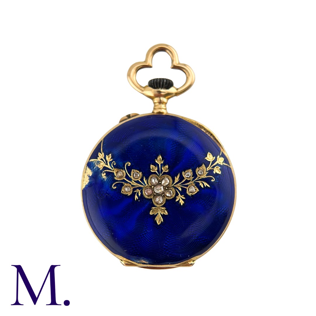 A Enamel and Rose Diamond Pocket Watch in 18K gold Size: Weight: 15.6g - Bild 3 aus 3