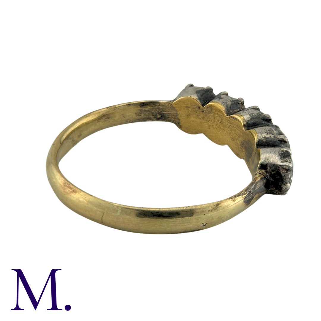 An Old Cut Diamond Five Stone Ring in yellow gold and silver, set with five old cut diamonds - Image 3 of 4