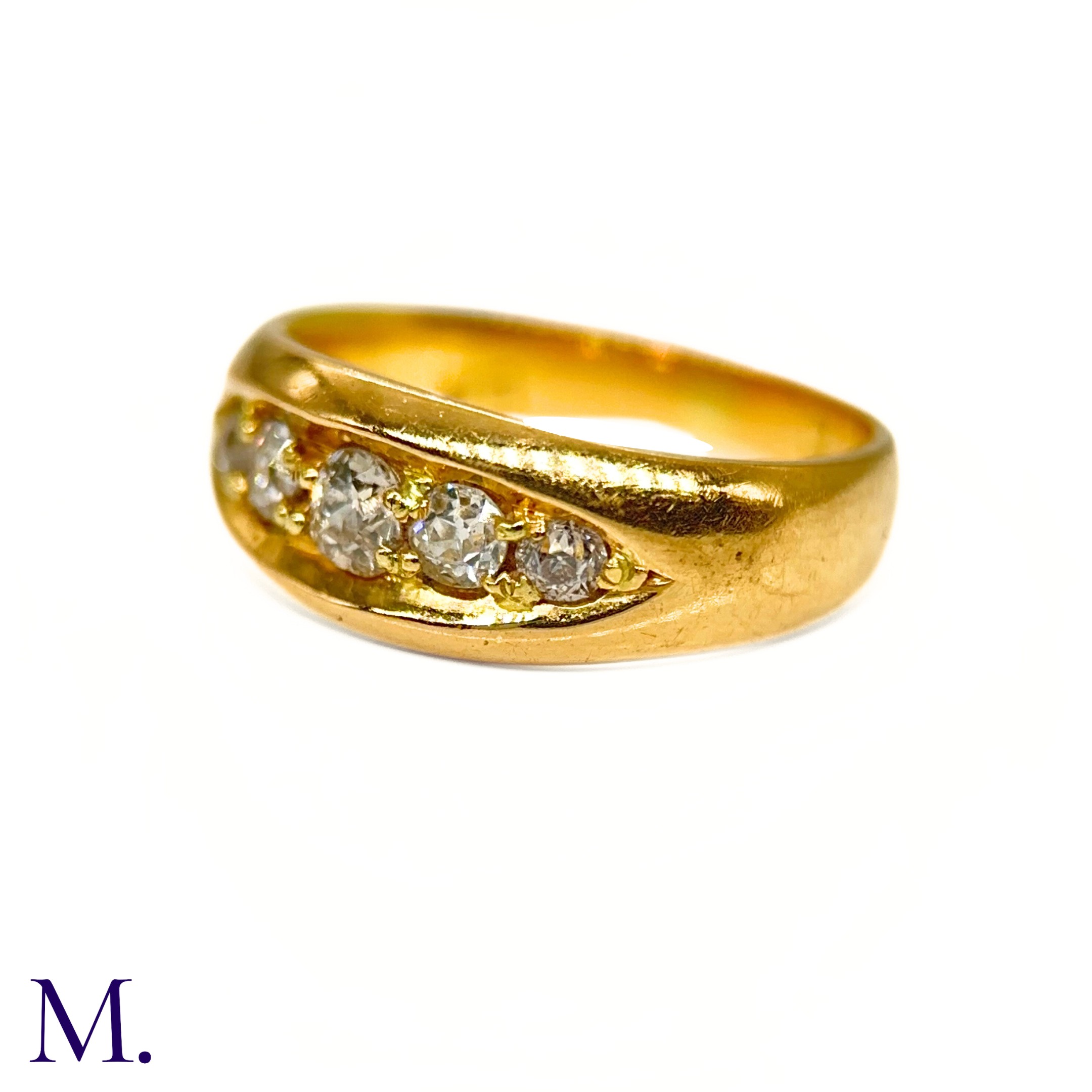 A 5-Stone Diamond Gypsy Ring - Image 3 of 5