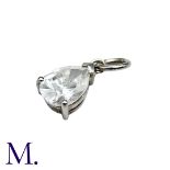 A Diamond Pendant in white gold, set with a pear-cut diamond weighing approximately 1.4ct. Size: 1.
