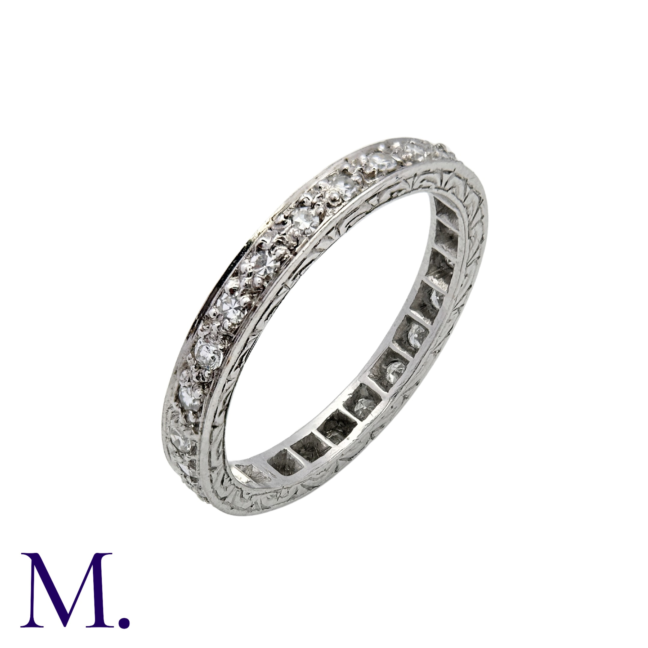 A Diamond Eternity Ring in platinum set with approximately 0.50ct of diamonds, with engraved - Image 2 of 3