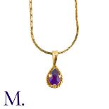An Amethyst Pendant and Necklace in 9K yellow gold Size: 37cm Weight: 2.6g