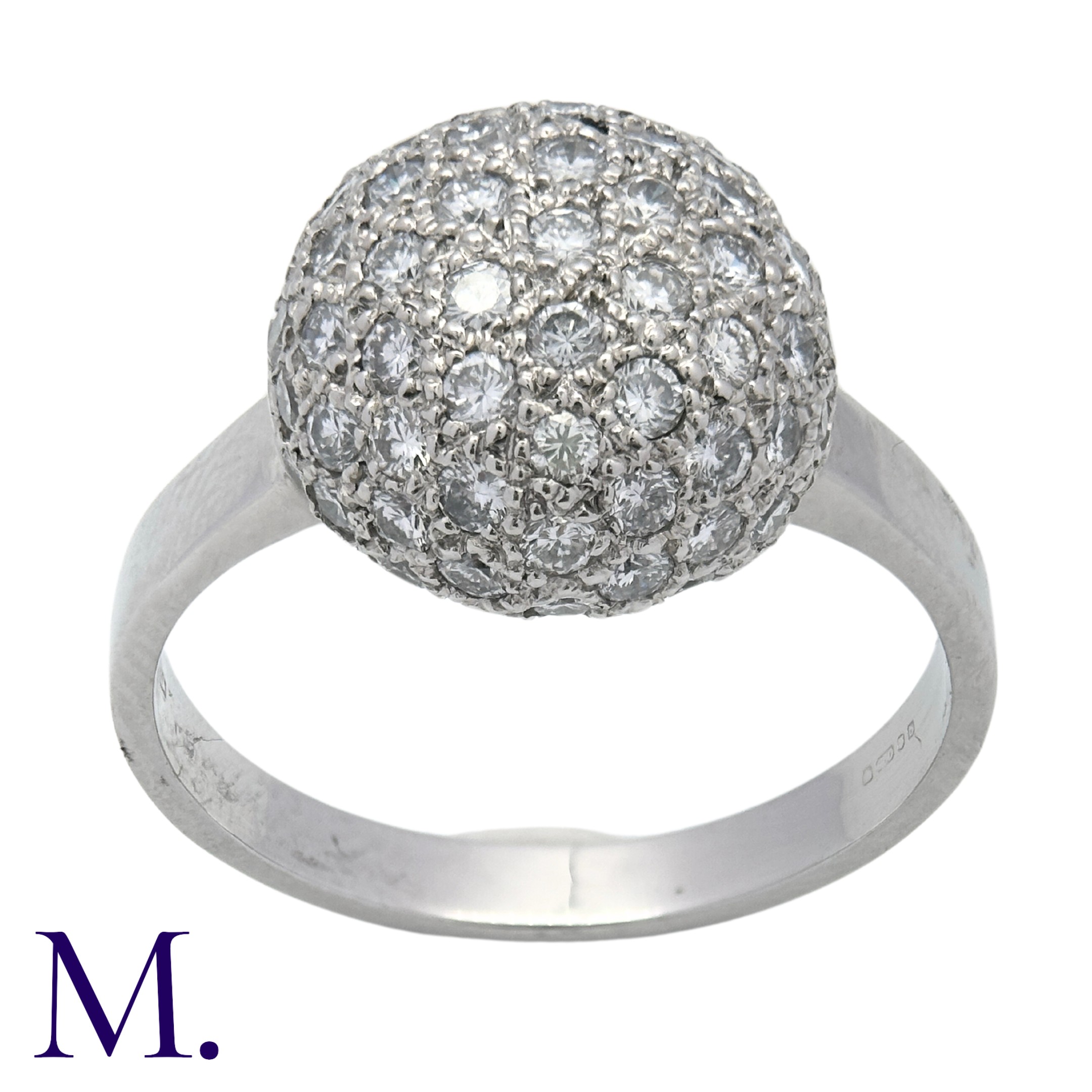 A Diamond Ball Cluster Ring in 18K white gold, set with approximately 1.5ct of brilliant cut