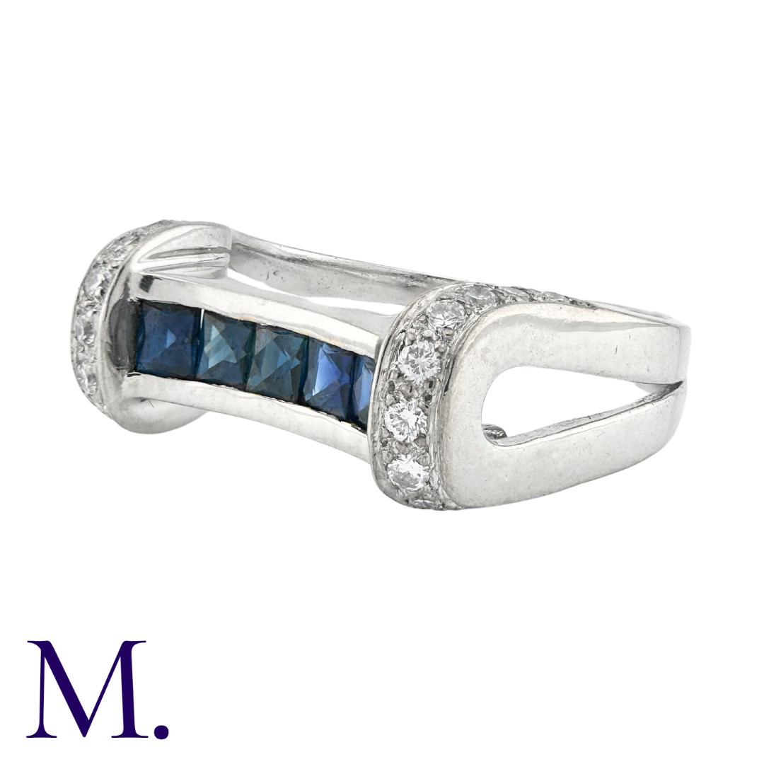 A Sapphire and Diamond Ring in 18K white gold, set with approximately 0.25ct of round cut diamonds - Image 2 of 3