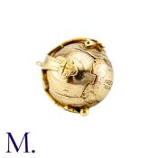 A Masonic Orb Pendant in 9k yellow gold and silver, the hinged spherical body opens to display a