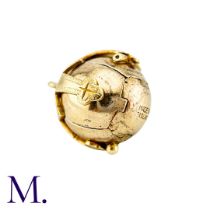 A Masonic Orb Pendant in 9k yellow gold and silver, the hinged spherical body opens to display a