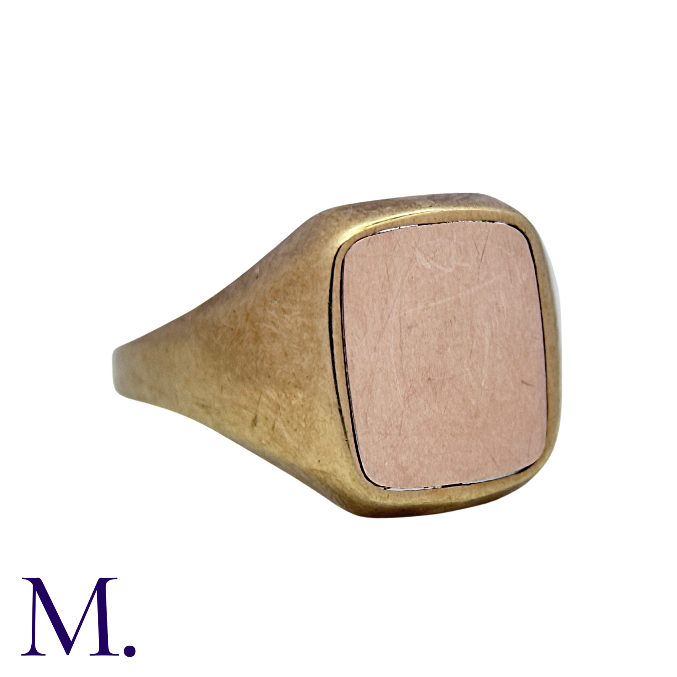 A Masonic Swivel Ring in yellow gold, the signet ring with blue enamel set with gold square and - Image 4 of 4