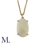 A Cabochon Opal Pendant Necklace in rose gold, the pendant set with a cabochon opal of approximately