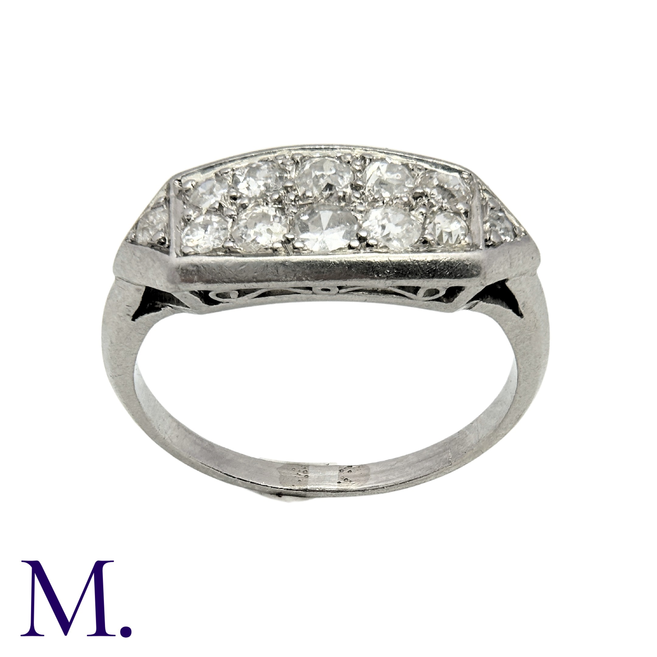 A Diamond Double Row Ring in platinum, set with two rows of diamonds amounting to approximately 0. - Image 4 of 5