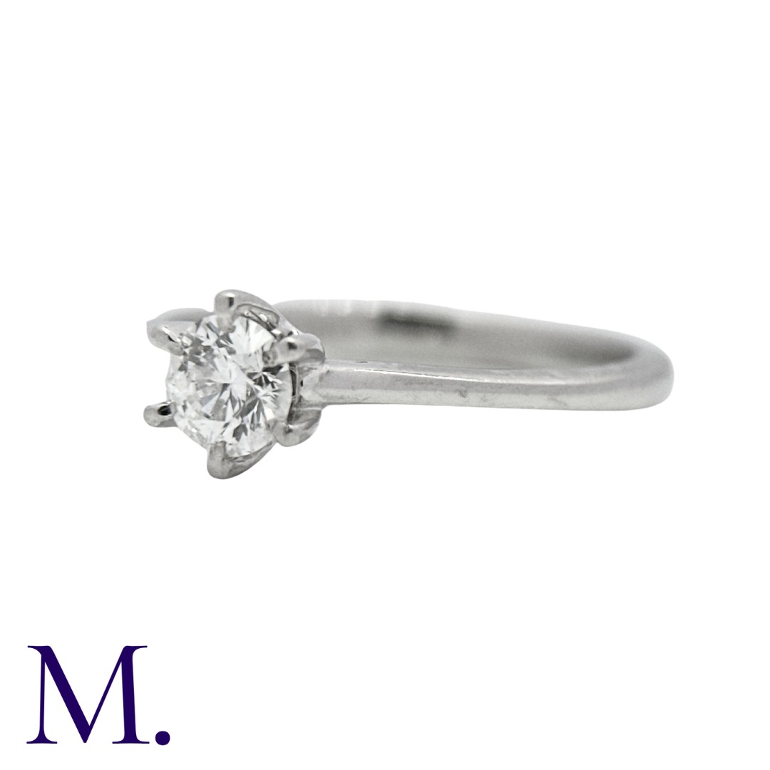 A Diamond Solitaire Ring in platinum, set with a round cut diamond of approximately 0.35cts. Stamped - Image 2 of 4